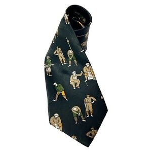 Giorgio Armani Necktie Tie 100% Silk Hand Made Vintage Old Time Golfing Motif